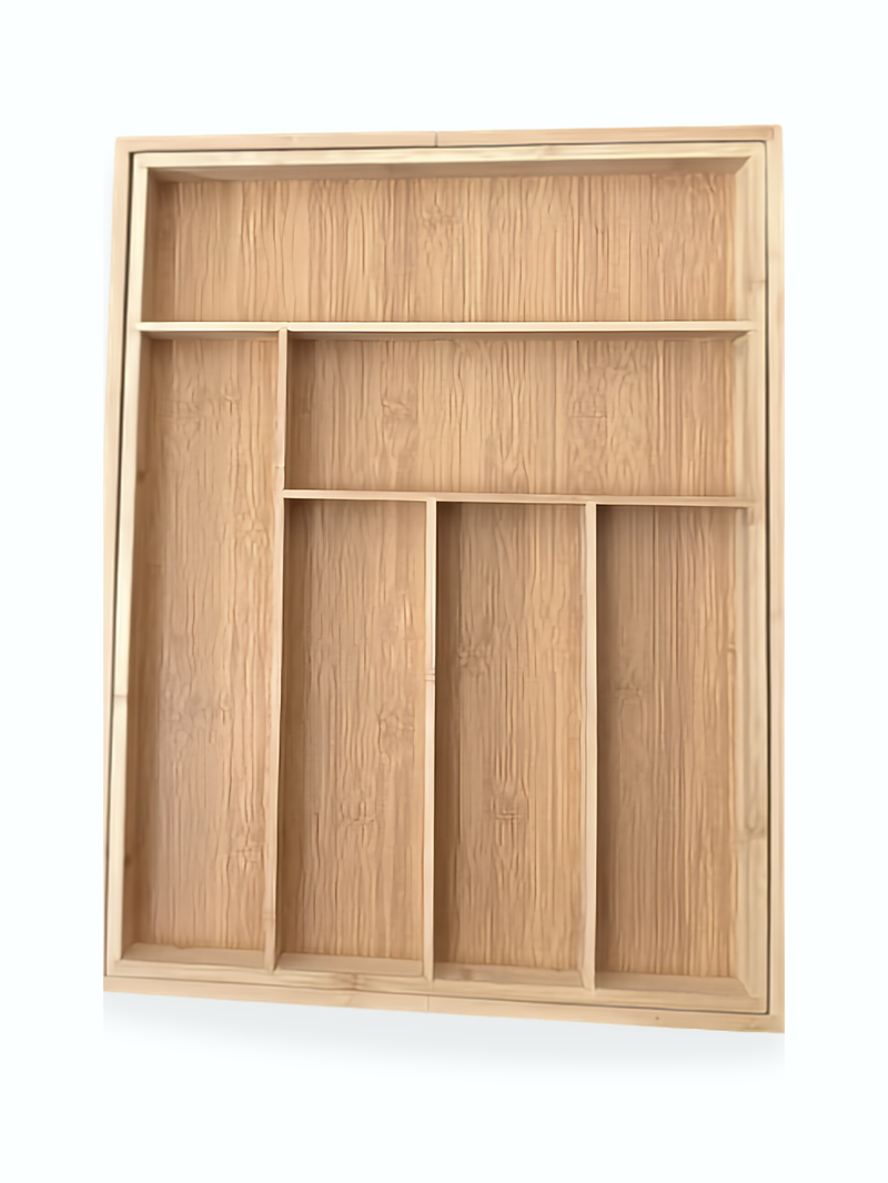 Organisateur de tiroir en bambou extensible et réglable Tidomo, avec compartiments pour couverts de cuisine